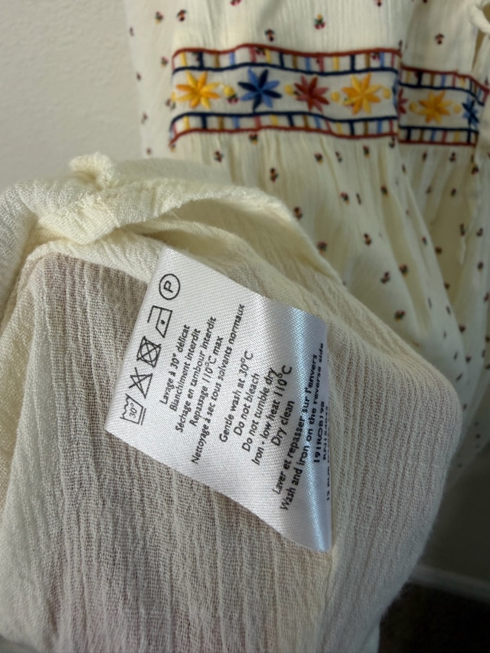 Sezane Grace Dress Embroidered Babydoll Tie Back Womens Size 34 / US XS - Picture 9 of 9